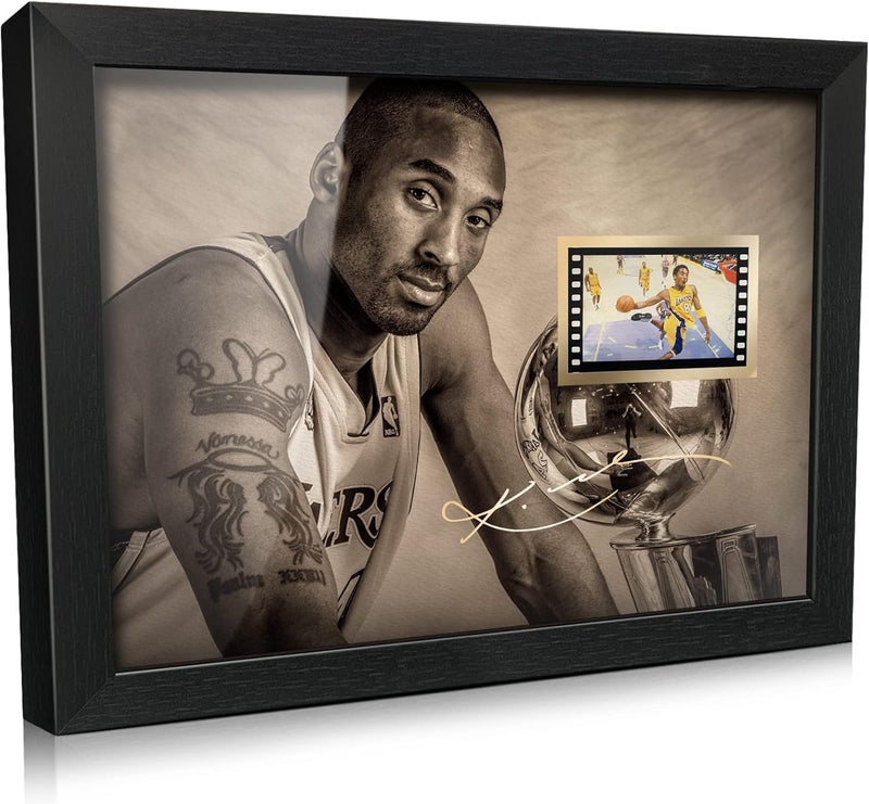 ORIMAMI Sport Superstar Kobe Bryant Poster Desktop Framed Photo Gift 8x6 Inches,with Signed and 1x35mm Film Mini Cell Display,Great Memorabilia Gift for Basketball Enthusiasts/Kobe Fans - Image 1